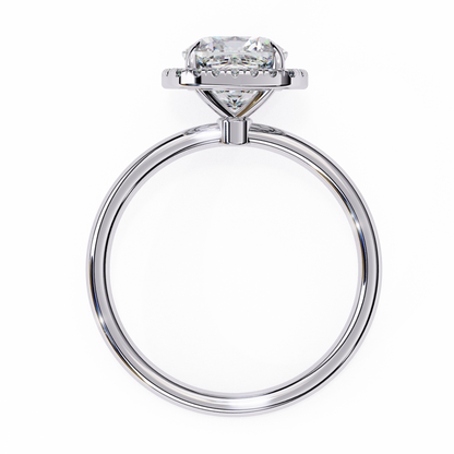 Cushion Lab Diamond Ring with Overlapping Shank in 14K Gold