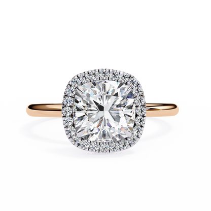 Cushion Lab Diamond Ring with Overlapping Shank in 14K Gold