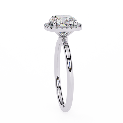 Cushion Lab Diamond Ring with Overlapping Shank in 14K Gold