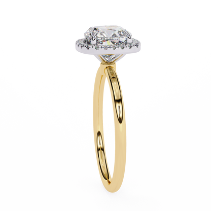 Cushion Lab Diamond Ring with Overlapping Shank in 14K Gold