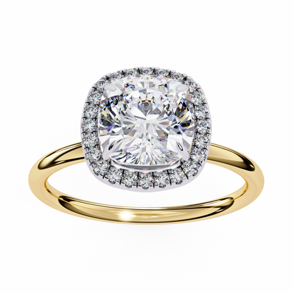 Cushion Lab Diamond Ring with Overlapping Shank in 14K Gold