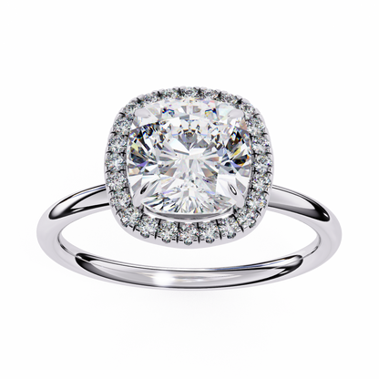 Cushion Lab Diamond Ring with Overlapping Shank in 14K Gold