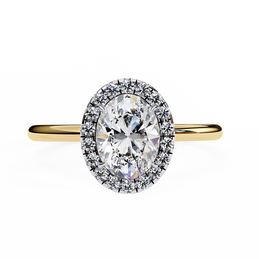Oval Silhouette – Lab Diamond Ring with Framed Shank in 14K Gold