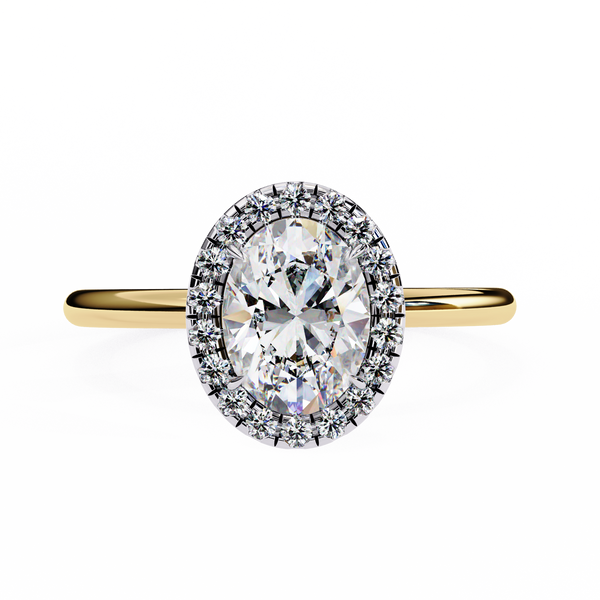 Oval Silhouette – Diamond Ring with Framed Shank in 14K Gold