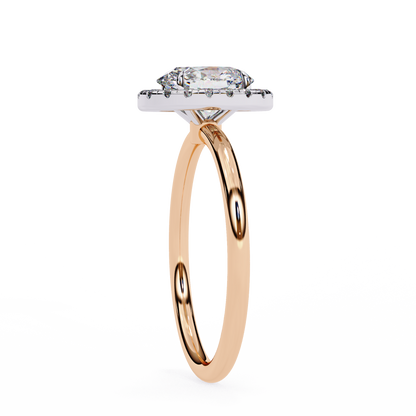 Oval Silhouette – Lab Diamond Ring with Framed Shank in 14K Gold