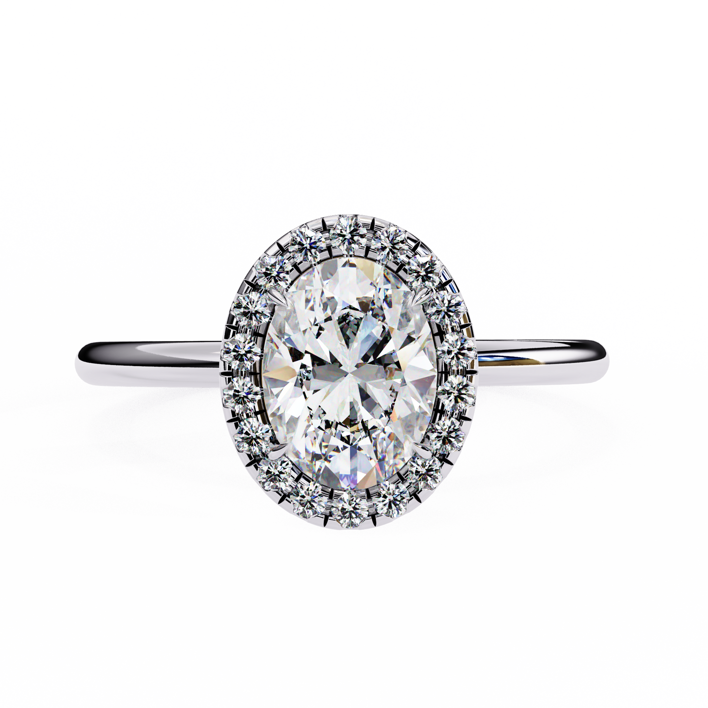 Oval Silhouette – Lab Diamond Ring with Framed Shank in 14K Gold