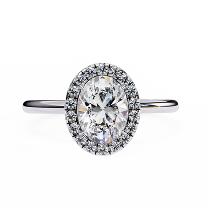 Oval Silhouette – Lab Diamond Ring with Framed Shank in 14K Gold