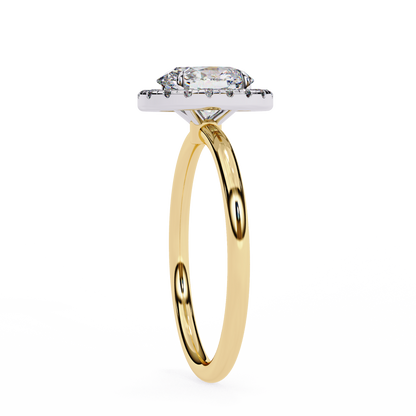 Oval Silhouette – Lab Diamond Ring with Framed Shank in 14K Gold