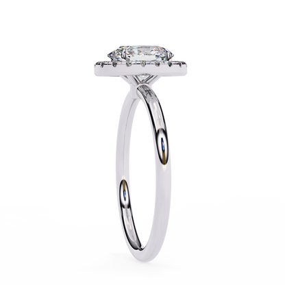 Oval Silhouette – Lab Diamond Ring with Framed Shank in 14K Gold