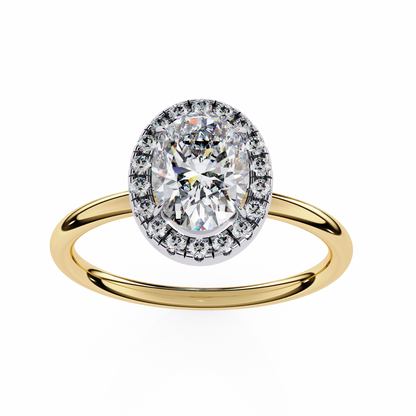 Oval Silhouette – Lab Diamond Ring with Framed Shank in 14K Gold