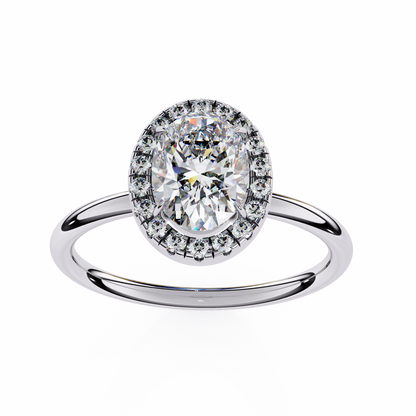 Oval Silhouette – Lab Diamond Ring with Framed Shank in 14K Gold