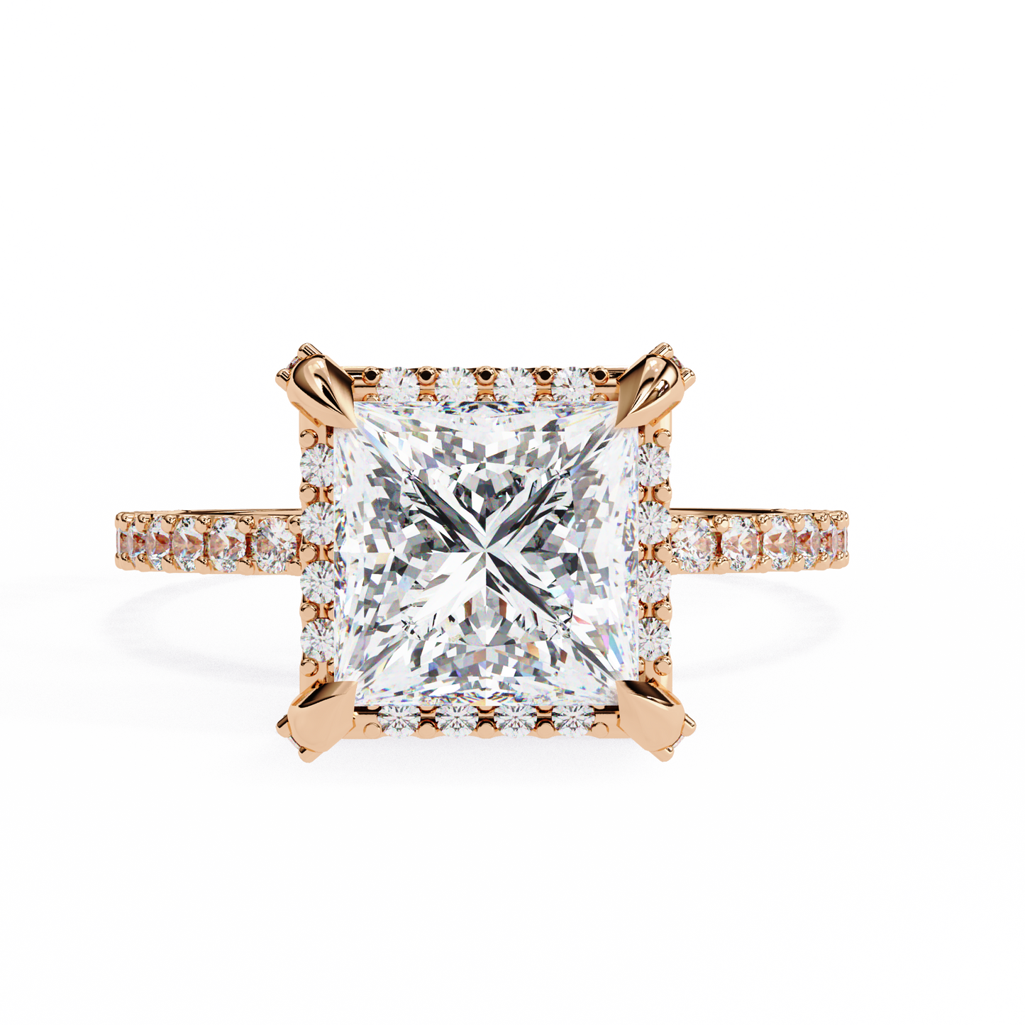 Princess Row – Lab Diamond Ring with Tapered Channel in 14K Gold