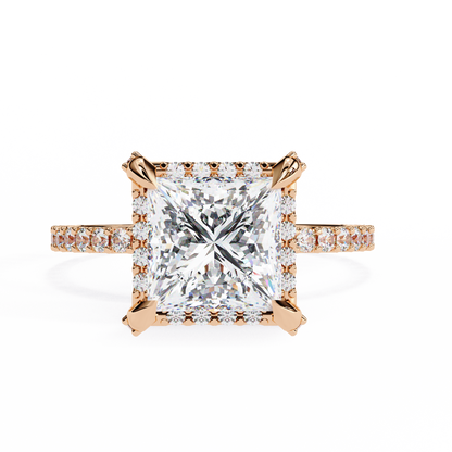 Princess Row – Lab Diamond Ring with Tapered Channel in 14K Gold