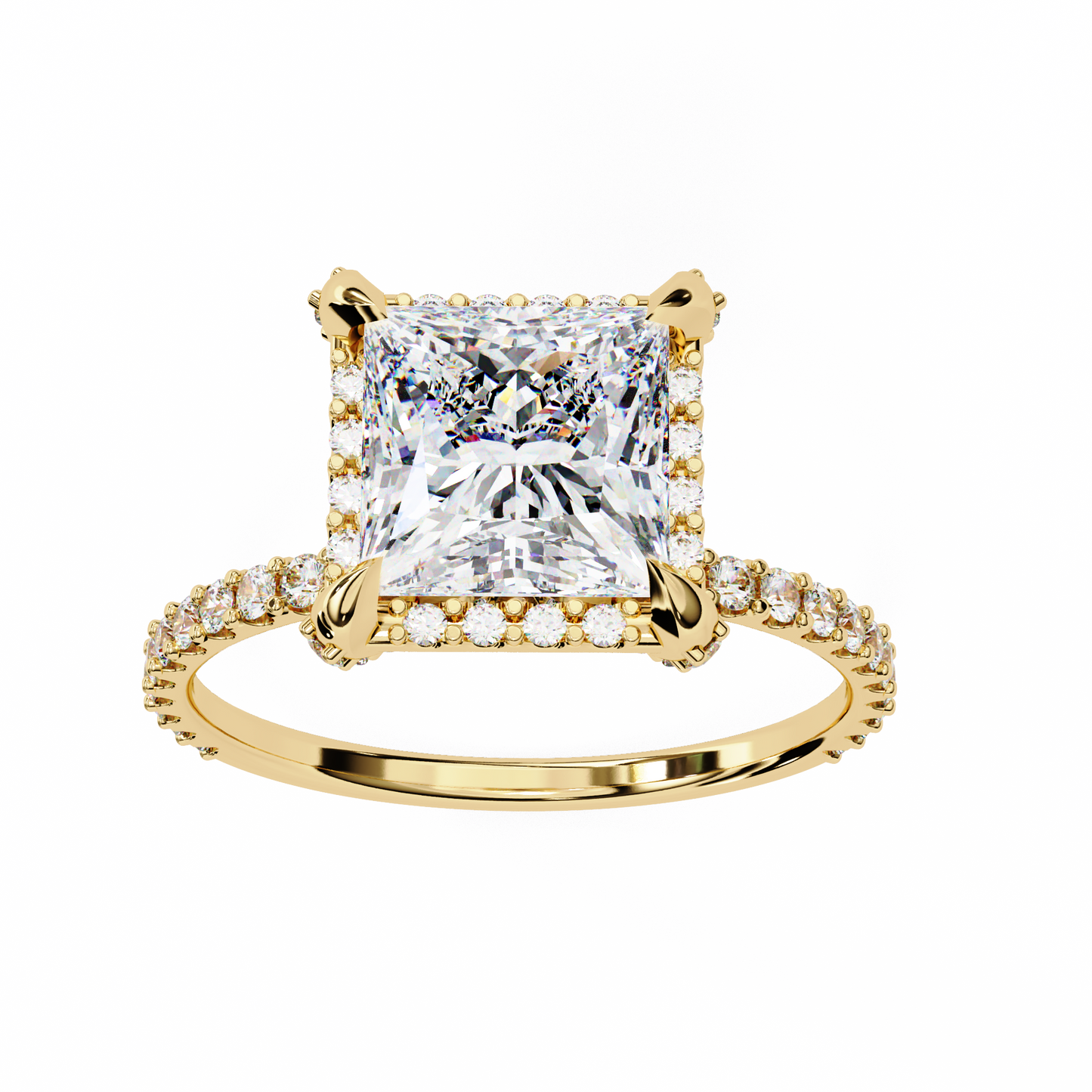 Princess Row – Lab Diamond Ring with Tapered Channel in 14K Gold