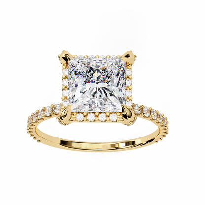Princess Row – Lab Diamond Ring with Tapered Channel in 14K Gold