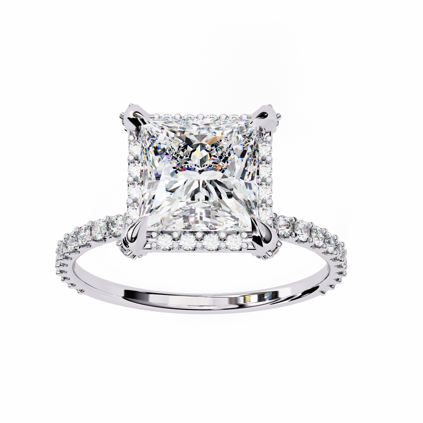 Princess Row – Lab Diamond Ring with Tapered Channel in 14K Gold