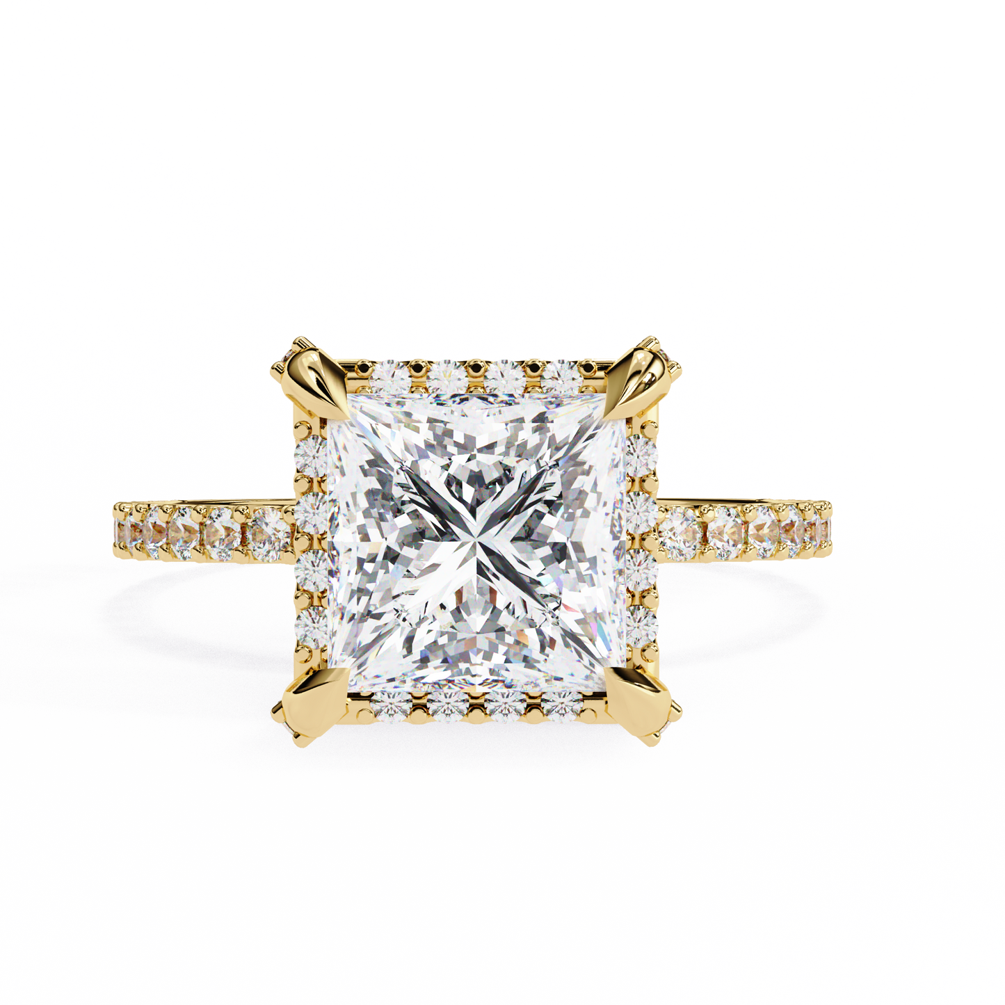 Princess Row – Lab Diamond Ring with Tapered Channel in 14K Gold
