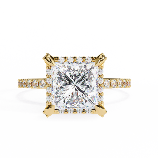 Princess Row – Diamond Ring with Tapered Channel in 14K Gold