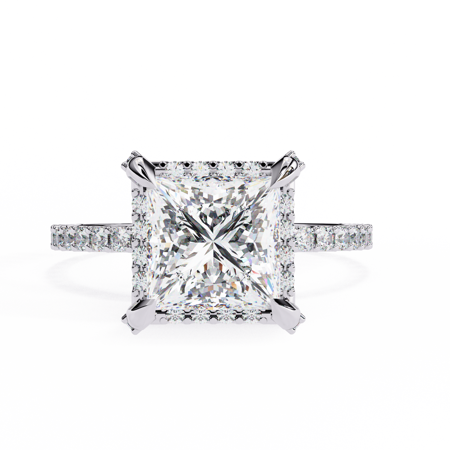 Princess Row – Lab Diamond Ring with Tapered Channel in 14K Gold