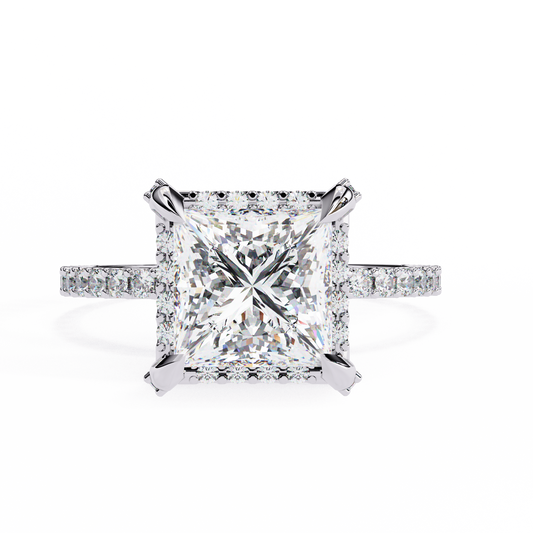 Princess Row – Lab Diamond Ring with Tapered Channel in 14K Gold