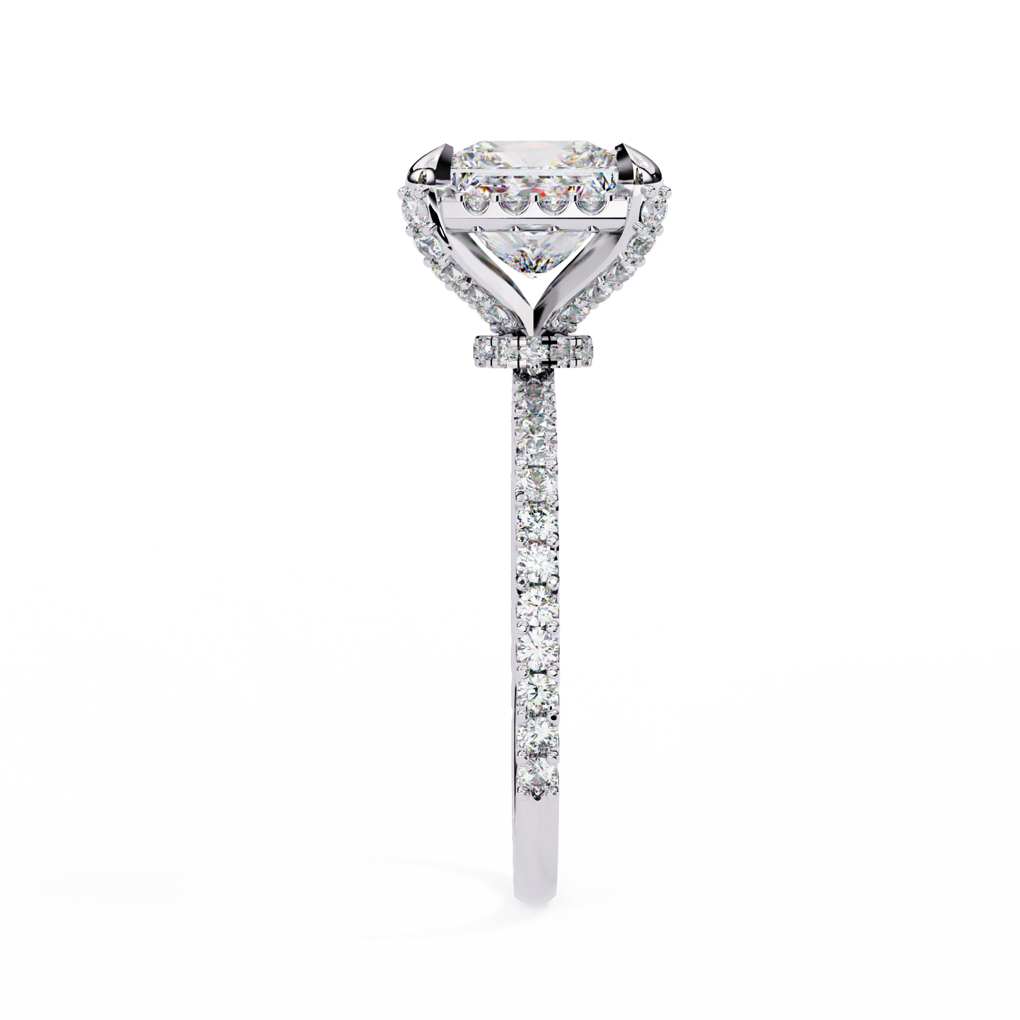 Princess Row – Lab Diamond Ring with Tapered Channel in 14K Gold