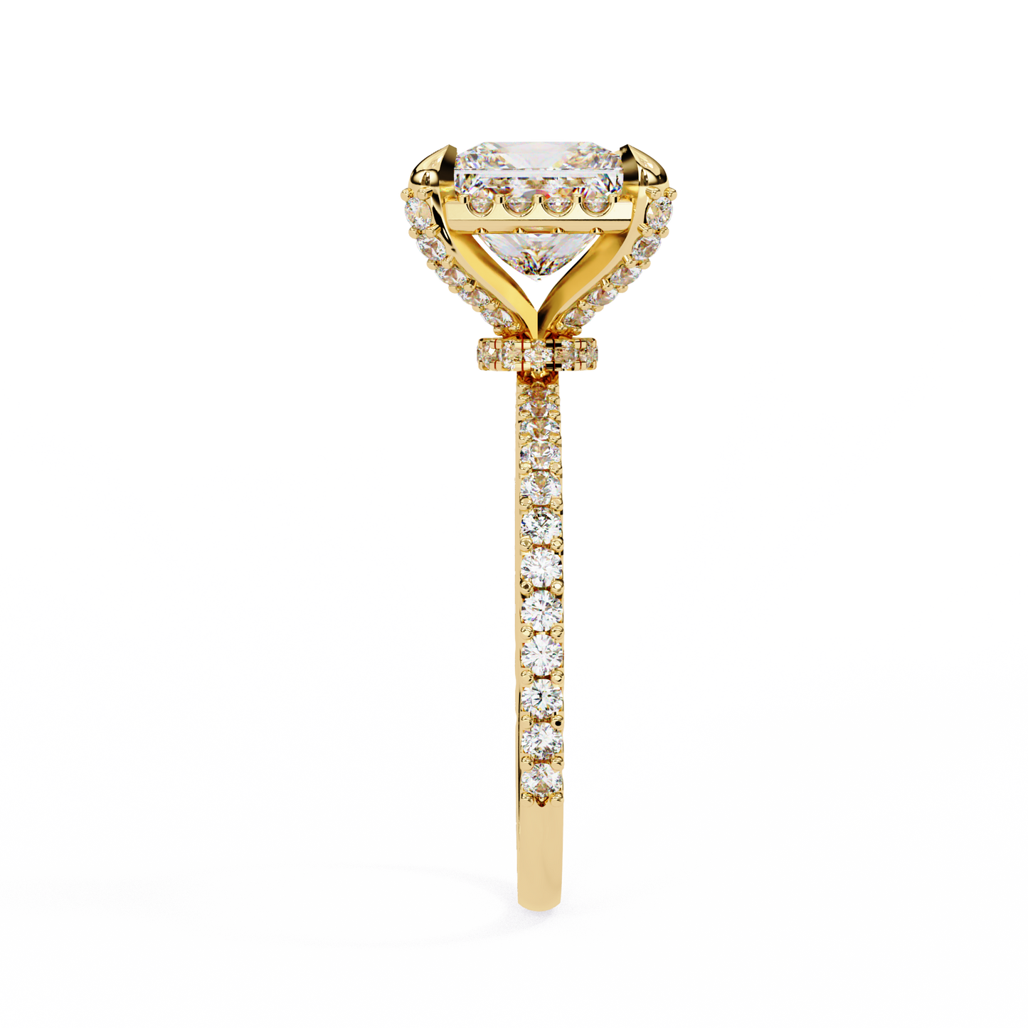 Princess Row – Lab Diamond Ring with Tapered Channel in 14K Gold