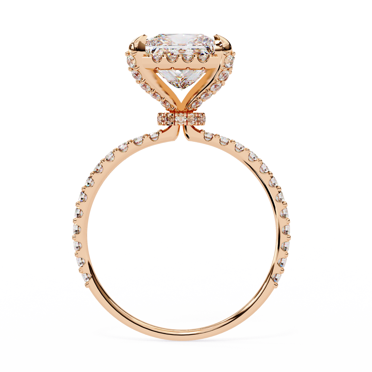 Princess Row – Lab Diamond Ring with Tapered Channel in 14K Gold
