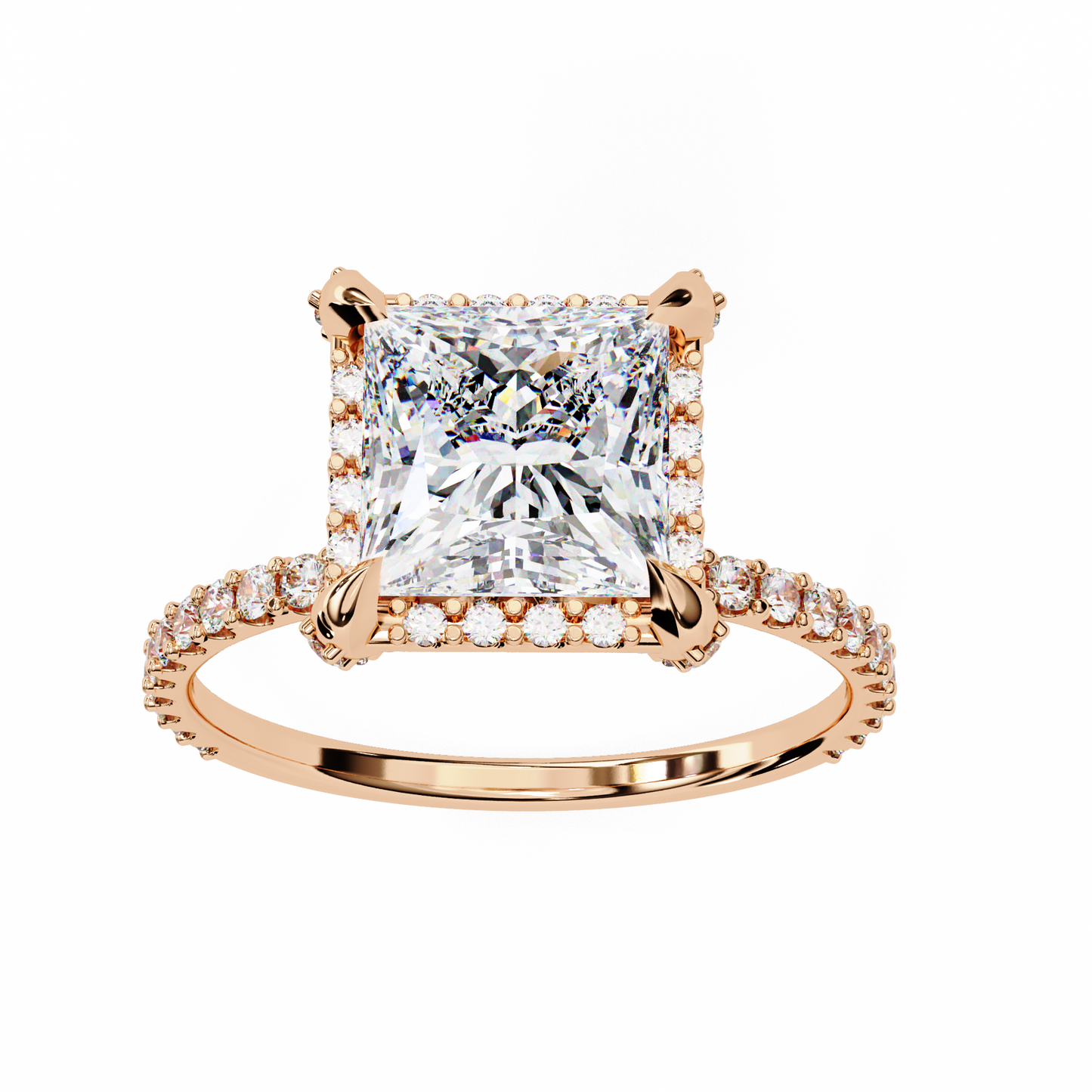 Princess Row – Lab Diamond Ring with Tapered Channel in 14K Gold