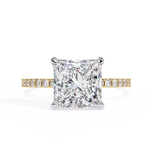 Princess Edge – Lab Diamond Ring with Tiered Accent Band in 14K Gold