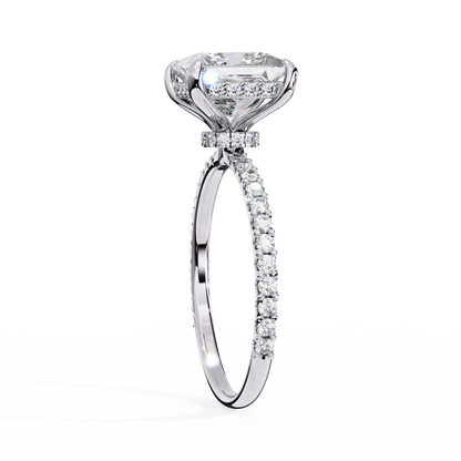 Princess Edge – Lab Diamond Ring with Tiered Accent Band in 14K Gold