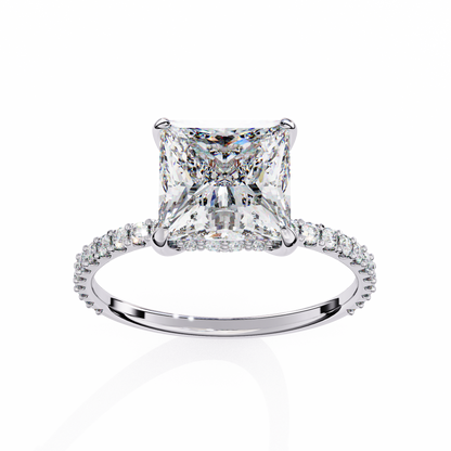 Princess Edge – Lab Diamond Ring with Tiered Accent Band in 14K Gold