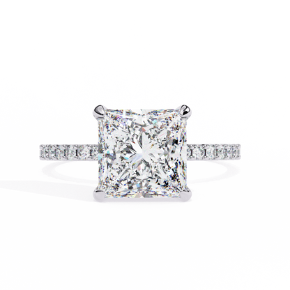 Princess Edge – Lab Diamond Ring with Tiered Accent Band in 14K Gold
