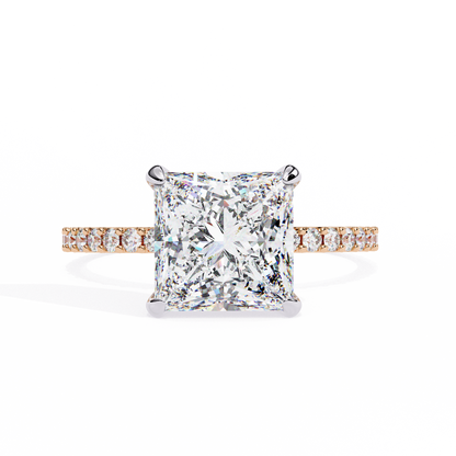 Princess Edge – Lab Diamond Ring with Tiered Accent Band in 14K Gold