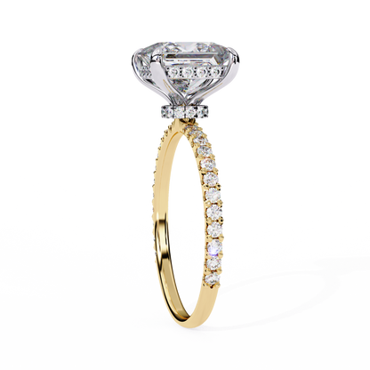 Princess Edge – Lab Diamond Ring with Tiered Accent Band in 14K Gold