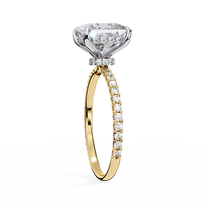 Princess Edge – Lab Diamond Ring with Tiered Accent Band in 14K Gold