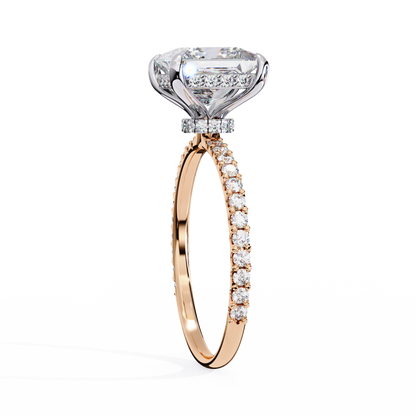 Princess Edge – Lab Diamond Ring with Tiered Accent Band in 14K Gold