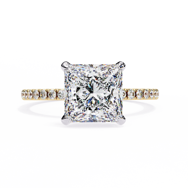 Geometric Taper – Princess & Round Diamond Band in 14K Gold