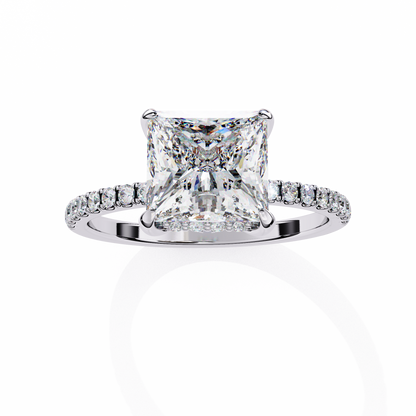 Geometric Taper – Princess & Round Lab Diamond Band in 14K Gold