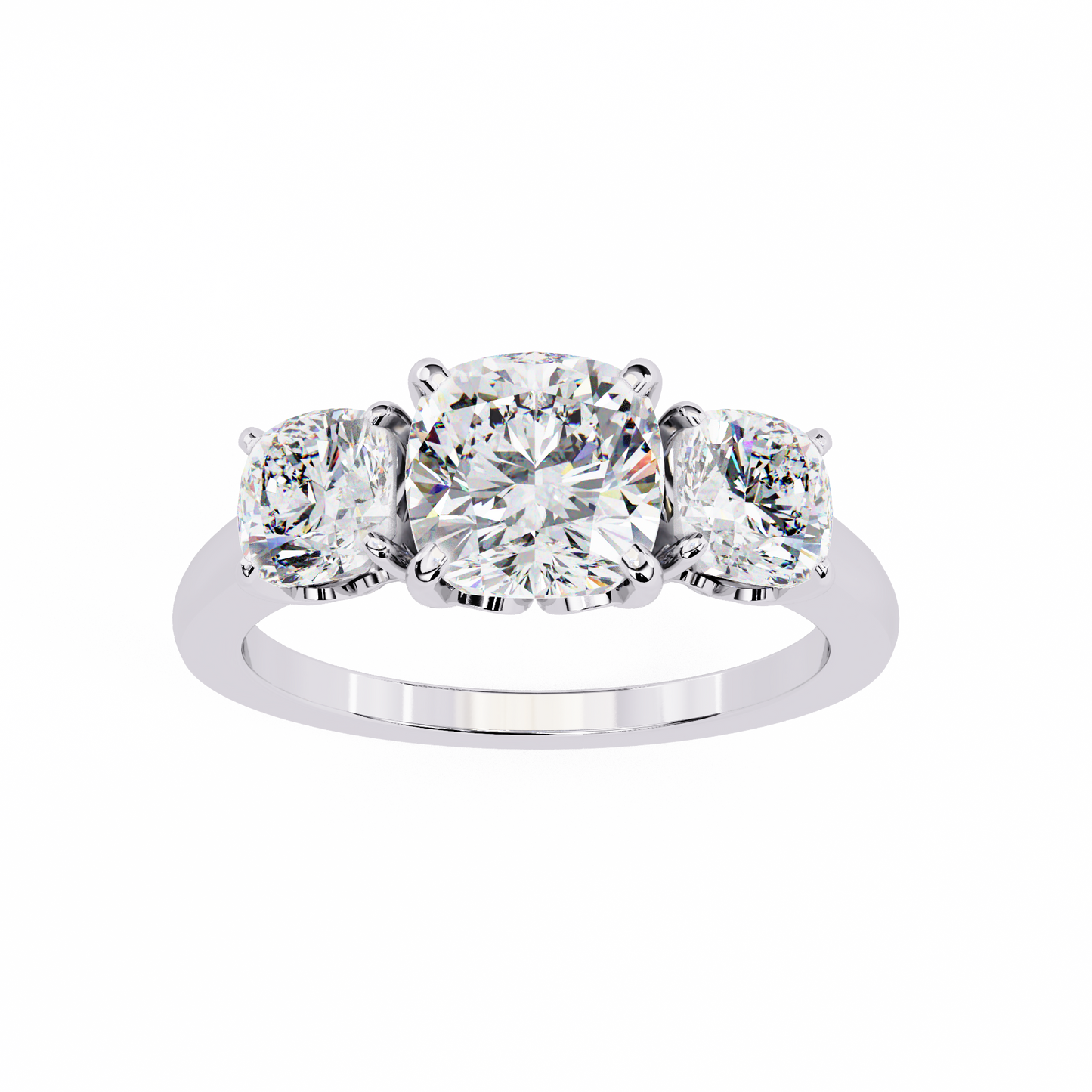 Trinity Regal – Cushion Trio Diamond Ring in 14K Gold