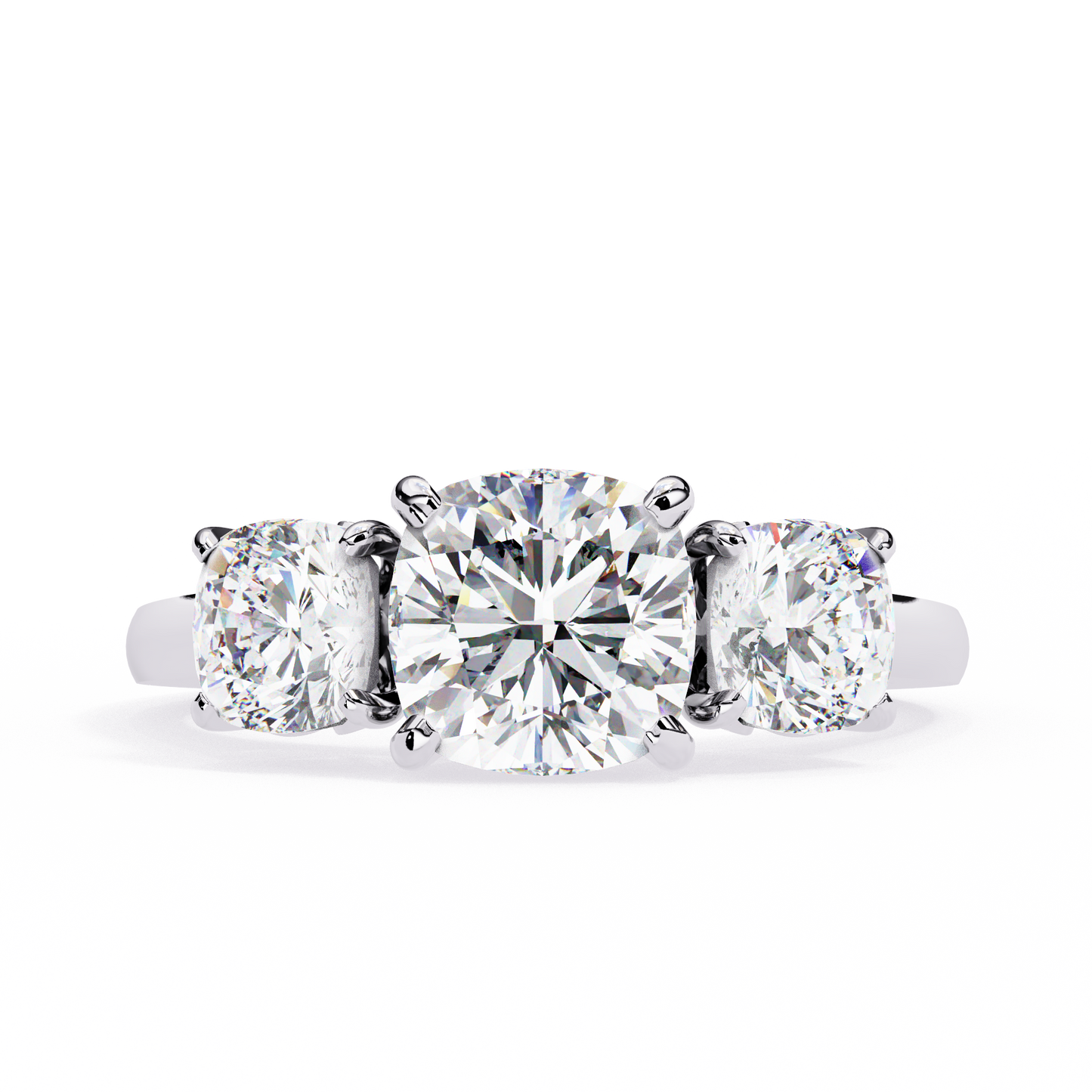 Trinity Regal – Cushion Trio Diamond Ring in 14K Gold