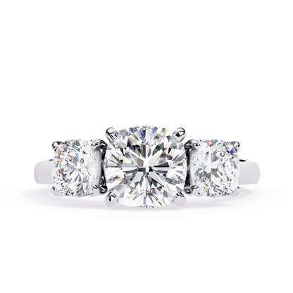Trinity Regal – Cushion Trio Diamond Ring in 14K Gold