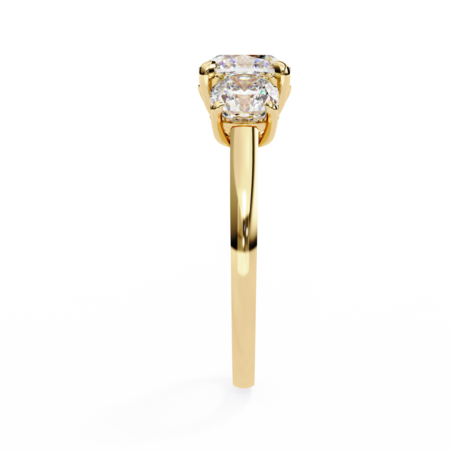 Trinity Regal – Cushion Trio Diamond Ring in 14K Gold