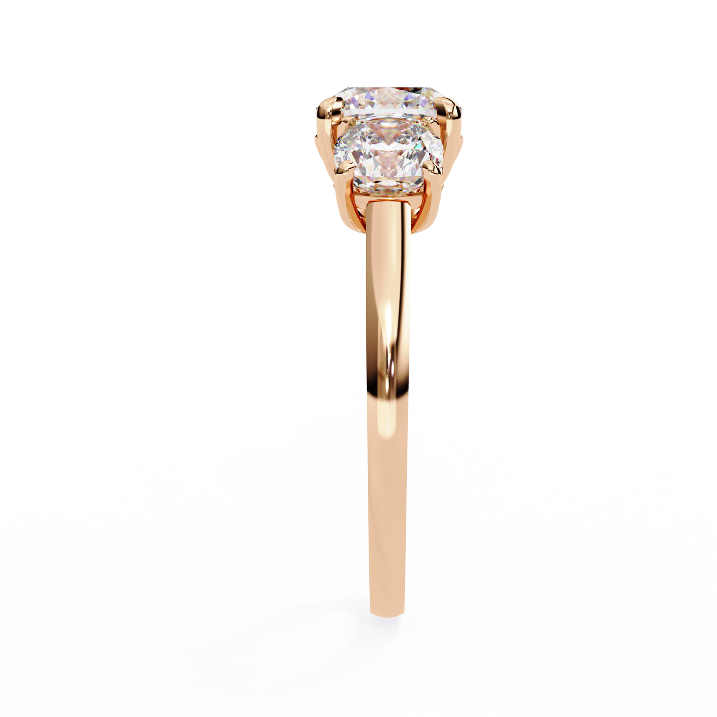 Trinity Regal – Cushion Trio Diamond Ring in 14K Gold