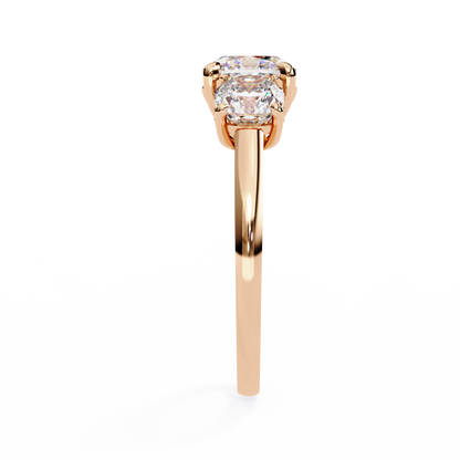 Trinity Regal – Cushion Trio Diamond Ring in 14K Gold