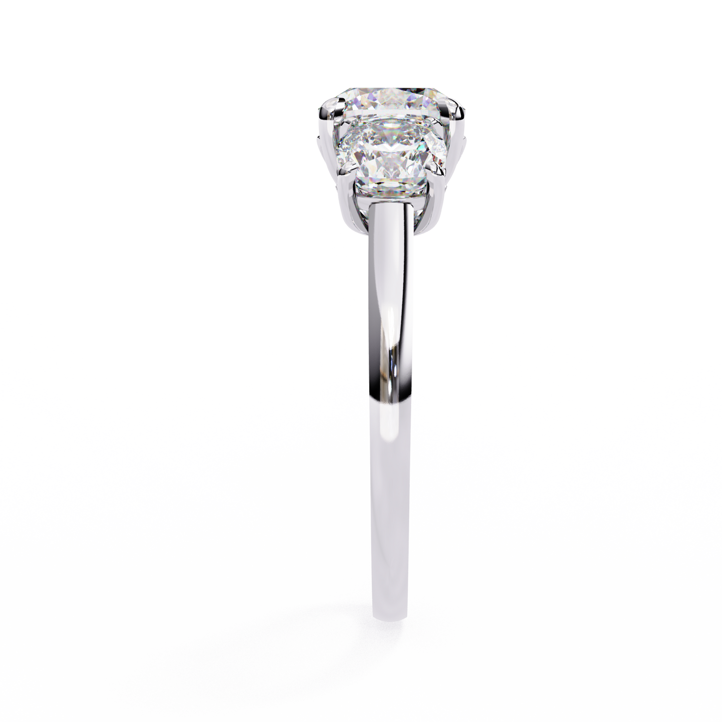 Trinity Regal – Cushion Trio Diamond Ring in 14K Gold