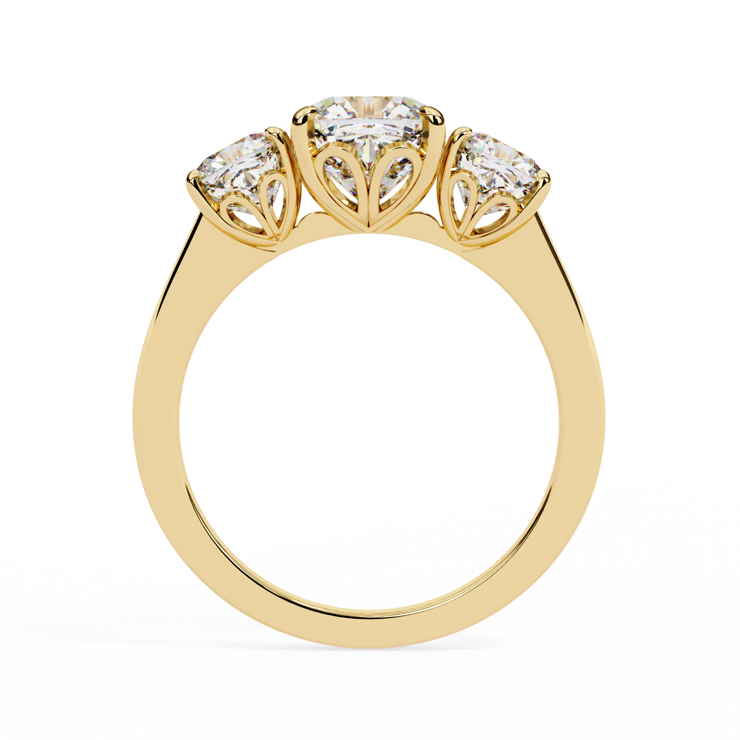 Trinity Regal – Cushion Trio Diamond Ring in 14K Gold