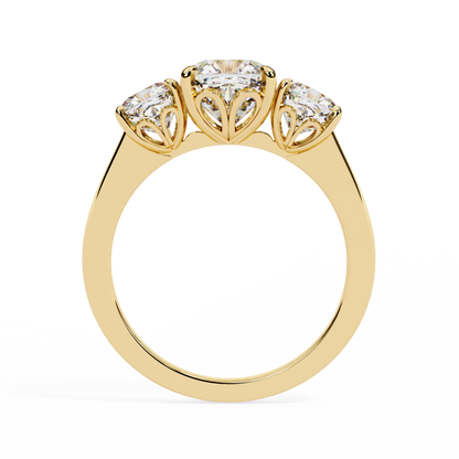 Trinity Regal – Cushion Trio Diamond Ring in 14K Gold
