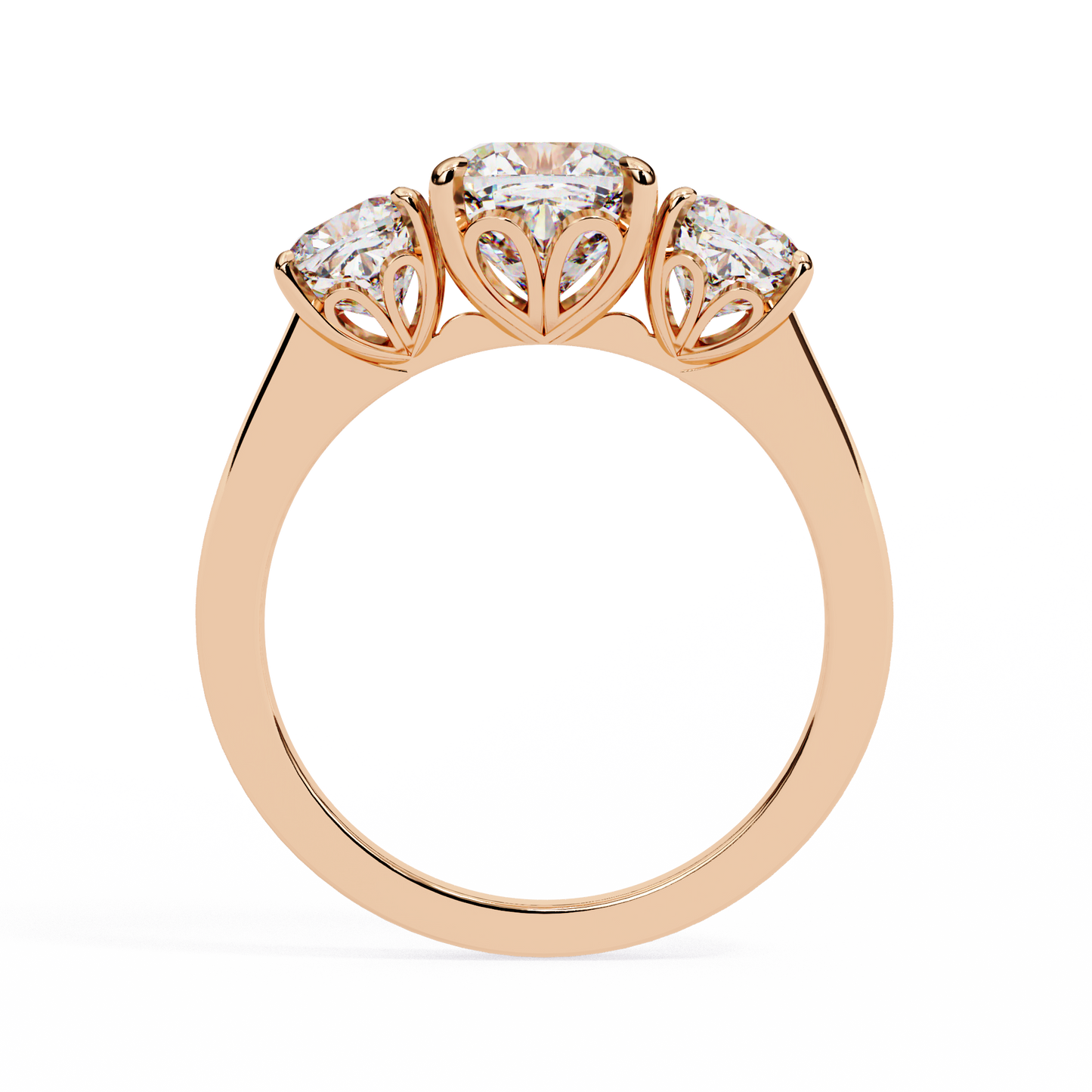 Trinity Regal – Cushion Trio Diamond Ring in 14K Gold