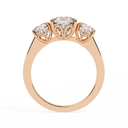 Trinity Regal – Cushion Trio Diamond Ring in 14K Gold