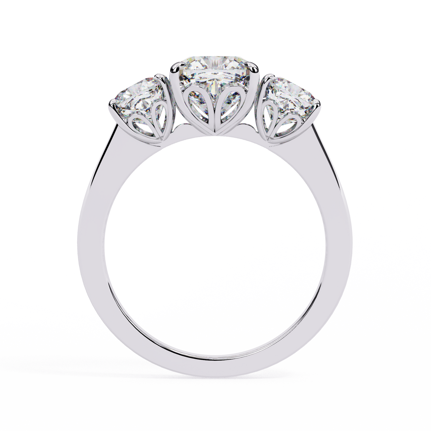 Trinity Regal – Cushion Trio Diamond Ring in 14K Gold